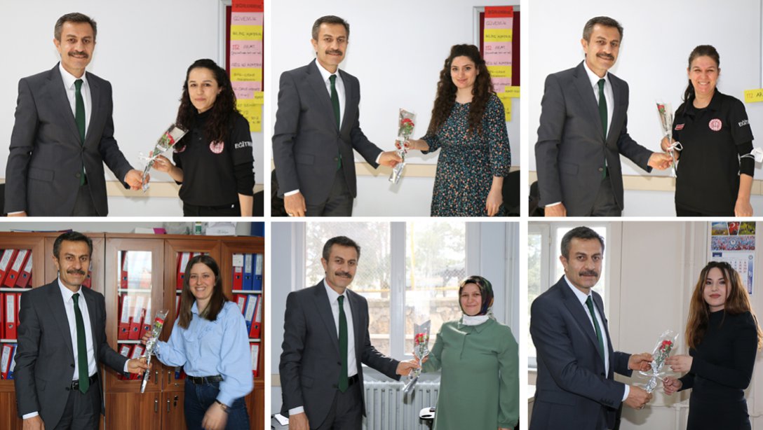 Millî Eğitim Müdürümüz Ergüven Aslan, müdürlüğümüz bünyesinde görev yapan kadın personelleri ziyaret ederek 8 Mart Dünya Kadınları Günü'nü tebrik etti.